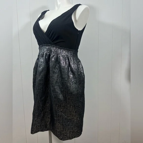 Max and Cleo black Silver Sleeveless V Neck Party Dress Sz 14 Cocktail - Picture 6 of 12